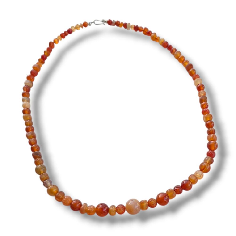 Jay King Mine‎ Finds Carnelian Red Agate Sterling Silver 925 New 30" Carved